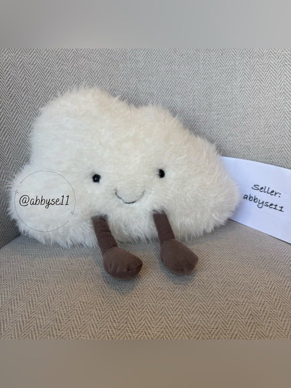 Jellycat Amuseables Cloud - Authentic - New With Green Leaf Tags - Fast Ship